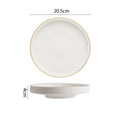 Axyaa Gold Edge Ceramic High Foot Plate: Creative Restaurant Tableware
