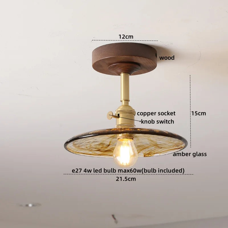 Axyaa Green Glass LED Ceiling Lights for Modern Indoor Lighting