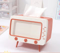 Axyaa Square Tissue Box & Phone Holder – Pink Desktop Decor Organizer