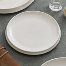 Axyaa Bevel Volcano Flat Plate: Large White Ceramic Steak Plate for Western Cuisine