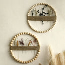 Axyaa Wooden Bead Hemp Rope Wall Hanging, Minimalist Homestay Bedroom Decor
