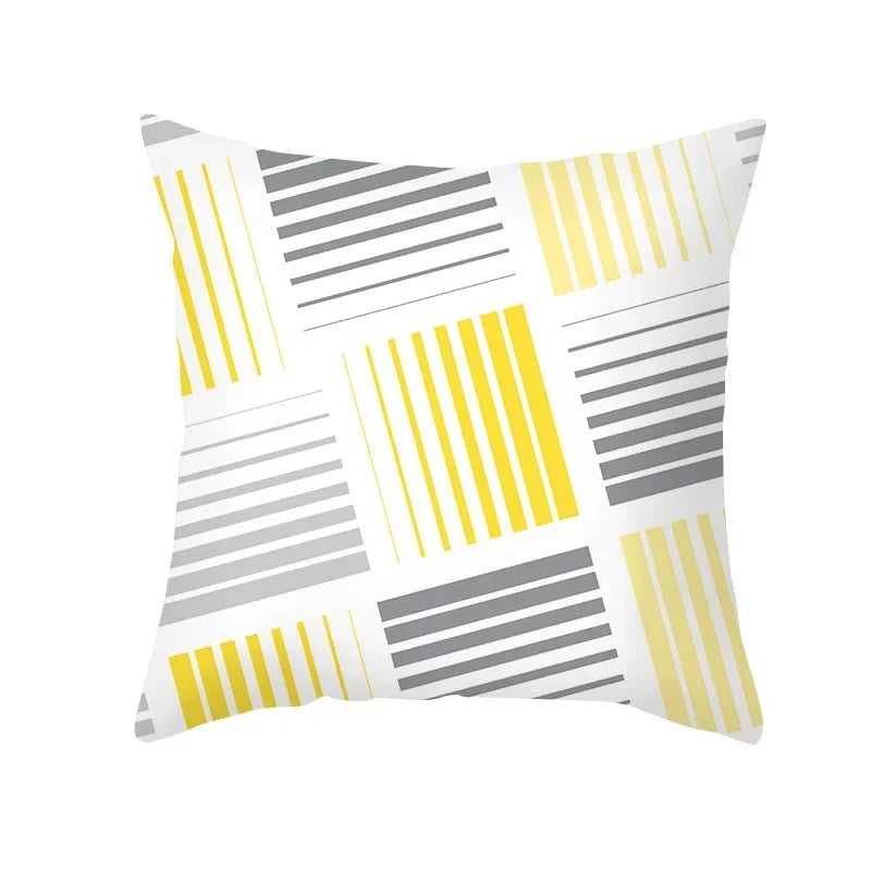 Yellow Gray Geometric Print Pillow Cover 45*45cm for Axyaa - Home Decor Essential