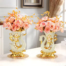 Axyaa Ceramic Gold Swan Vase Set for Home Decor & Dining Table Arrangement