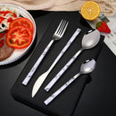 Axyaa Marble Pattern Stainless Steel Cutlery Set - 5Pcs Western Dinnerware