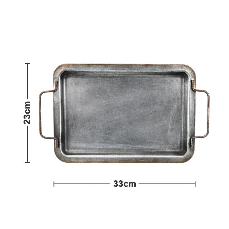 Axya Vintage Wrought Iron Serving Tray with Handle - Home & Wedding Decor