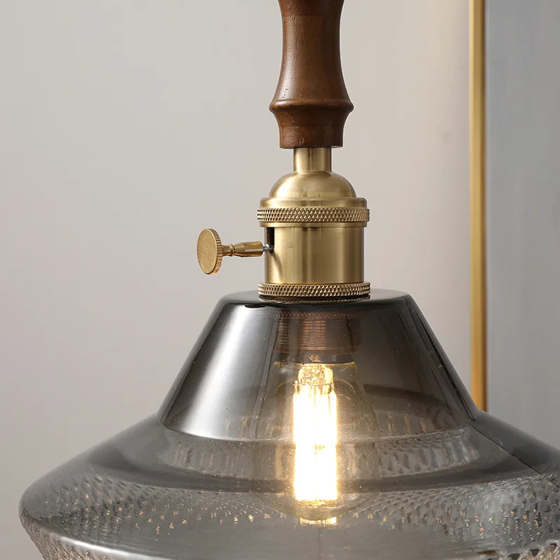Axyaa Nordic Wood Copper LED Pendant Lamp 4w Bulb Fixture for Bedroom Dining Hallway