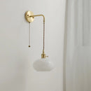 Axyaa Glass Copper LED Wall Lights with Knob Switch - Modern Bedside Lamp