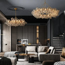 Axyaa Gold Chrome LED Ceiling Chandelier for Dining Room - Villa Lighting Fixture