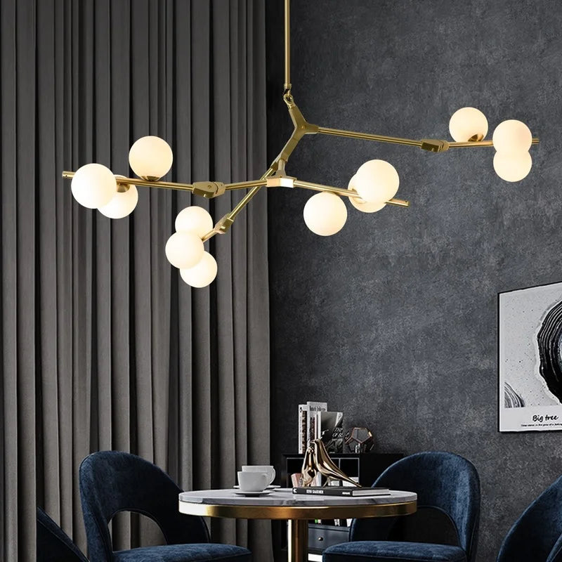 Axyaa Nordic Glass Ball Chandelier - Modern Magic Bean Pendant Lamp