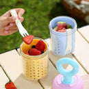 Axyaa Portable Dopamine Fruit Cup with Fork - Outdoor Leak-proof Double Layer Yogurt Cup