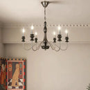 Axyaa Retro Style Chandelier: Black Gold Silver Metal Dark Wood Pendant Light