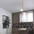 Axya Glass Ball Pendant Light: Brass Fixture for Living Room, Bedroom, Bedside
