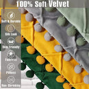 Velvet Green Pompom Throw Pillow Covers - Elegant Axyaa Cushion Case for Christmas Home Decor