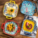 Axyaa Bohemian Style Salad Plate with Double Ear - Oven & Microwave Safe