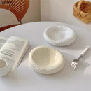 Axyaa Stone Patterned Ceramic Serving Plate for Molecular Cuisine and Restaurant Tableware