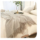 Axyaa Plaid Tassels Bed Runner for Bedroom & Hotel End Decor