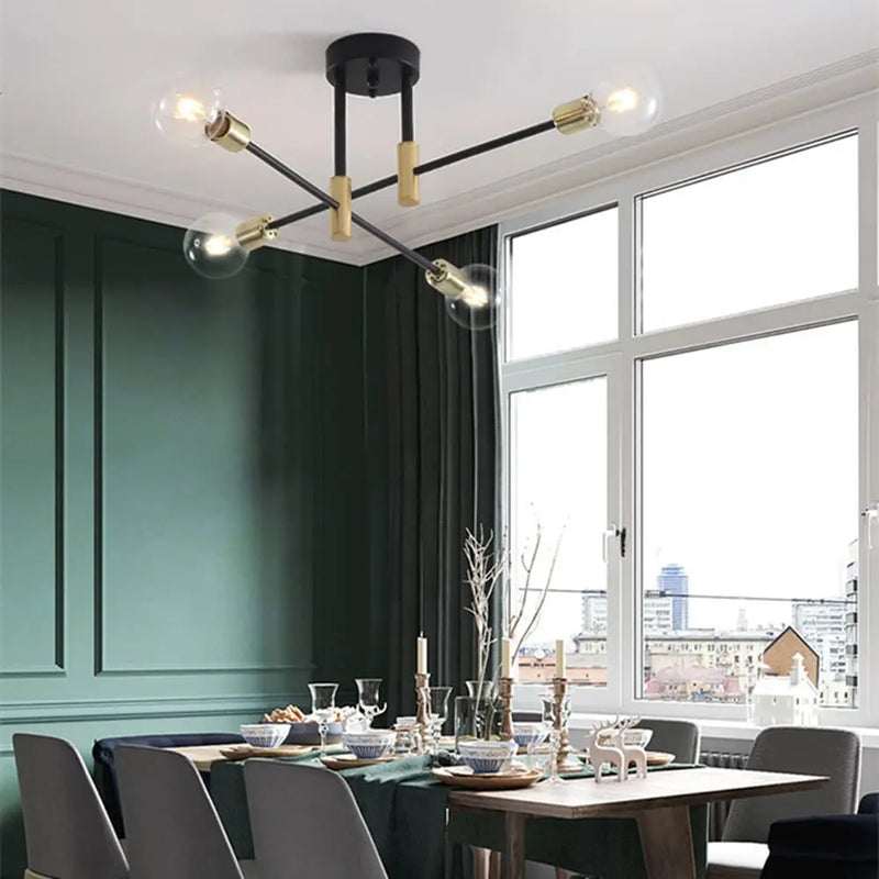 Axyaa Wrought Iron LED Ceiling Chandelier Modern Vintage Lighting