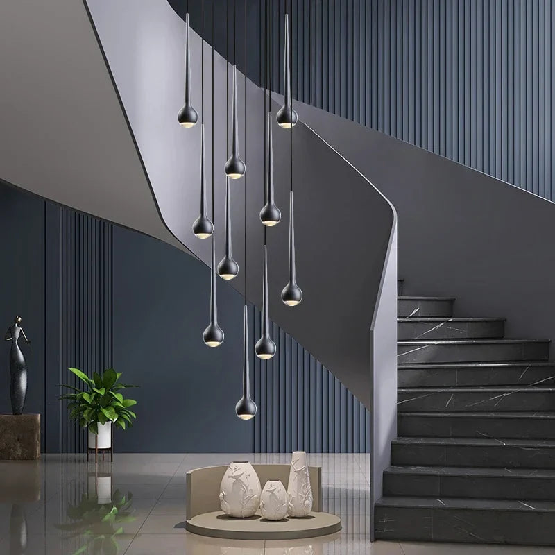 Axyaa Water Drop Pendant Light: Modern Luxury for Staircase, Bar, and Restaurant