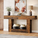 Tribesigns 63" Farmhouse Console Table - Axyaa Narrow 2-Tier Sofa Table & Entryway Furniture