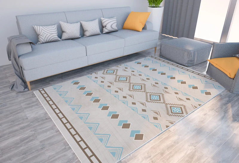 Axyaa Geometric Print Carpet for Boho Home Decor