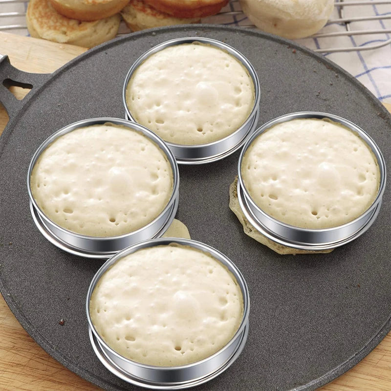 Axyaa Stainless Steel Muffin Rings - Non Stick Cake Cookie Mold