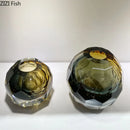Axyaa Hexagonal Textured Glass Vase Modern Home Decor Bouquet Arrangement Tray