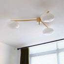 Axyaa Gold Glass LED Chandelier Bauhaus Brass Ceiling Lamp