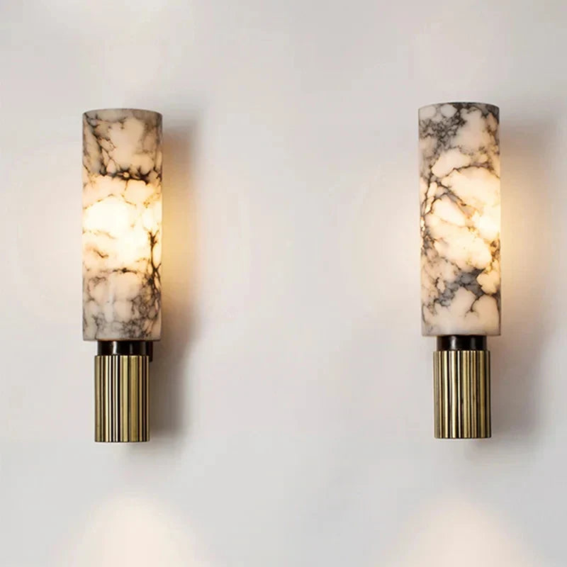 Axyaa Marble Wall Lamp: Medieval Style Copper Wall Sconce for Elegant Living Room Decor