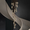 Axyaa Crystal Stair Chandelier: Modern LED Ceiling Light for Living Room