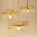 Axyaa Bamboo Chandelier: Handmade LED Pendant Lamp for Kitchen Island, Restaurant, Tea Room