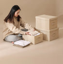 Axyaa Cotton Linen Storage Box with Lid: Large Capacity Organizer for Clothes, Toys, Socks