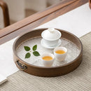 Axyaa Acrylic Bamboo Tea Tray with Fruit Pastry Handle