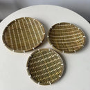 Bamboo Woven Basket Tray Set by Axyaa