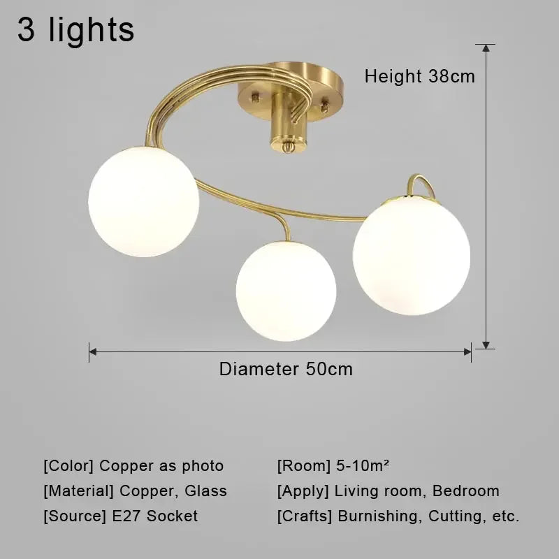 Nordic Glass Chandelier LED Light Fixture by Axyaa - Modern Living Room Decor