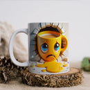 Axyaa Ceramic Coffee Mug 350ml: Fun Emoticons Design, Perfect for Home and Office
