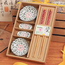 Axyaa Japanese Style Tableware Set with Chopsticks, Ceramic Sushi & Sashimi Dishes