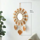 Round Macrame Fringe Mirror - Axyaa Decorative Wall Ornament for Home, Bedroom, Living Room