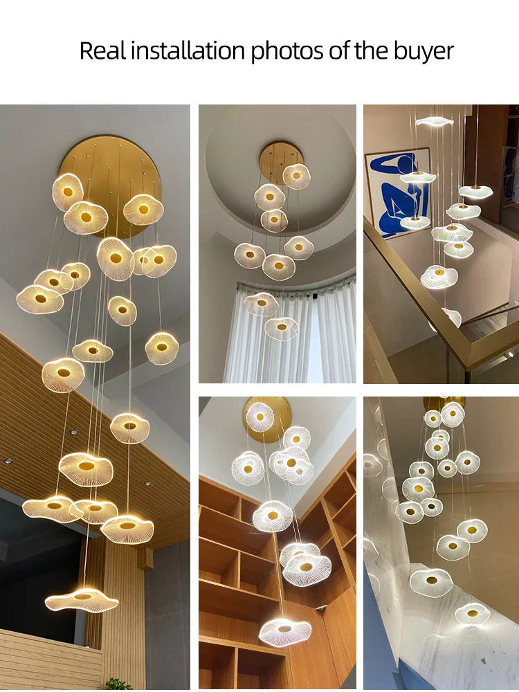 Axyaa Nordic LED Loft Chandelier for Modern Living Room or Bedroom
