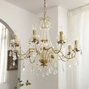 Axyaa Crystal Copper Chandelier with Pearl Decoration - Romantic Candle Light
