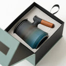 Axyaa Ceramic Bubble Tea Cup with Wood Handle - Luxury Vintage Coffee Mug