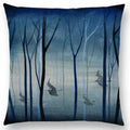 Cute Cat Moon Night Wonderland Witch Halloween Dance Pillow Cover by Axyaa