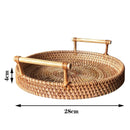 Axyaa Handmade Rattan Fruit Basket Tea Tray Organizer