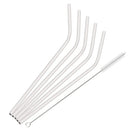 Axyaa Metal Drinking Straws Set - Eco-friendly Stainless Steel, 6pcs Bent Reusable Straw Kit