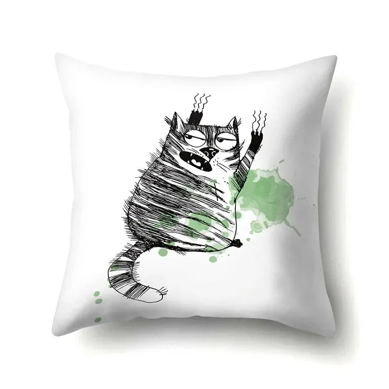 Axyaa Cartoon Animals Plush Cushion Cover 45x45cm Cute Cats and Dogs Pillowcase