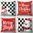 Axyaa Christmas Pillow Cover Set - Festive Santa Claus Snowman Plaid Print