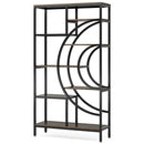 Axyaa 71" Geometric Bookcase, 8-Tier Rustic Bookshelf with Metal Frame