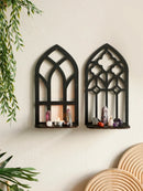 Axyaa Black Gothic Wooden Door Frame Shelf for Witch Home Decor