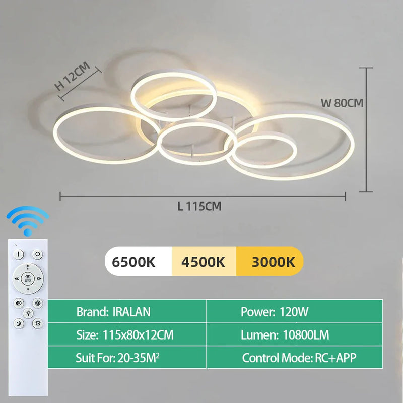 Axyaa Round Circle Ring Chandelier Ceiling Lamp for Home Decor Lighting in Living Bedroom