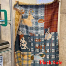 Axyaa Plaid Splicing Puppy Knitted Blanket | Multi-Use Picnic Cloth & Nap Mat