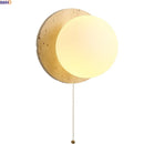 Axyaa White Glass Yellow Stone Wall Lamp Bedside LED Pull Chain Switch Art Lighting